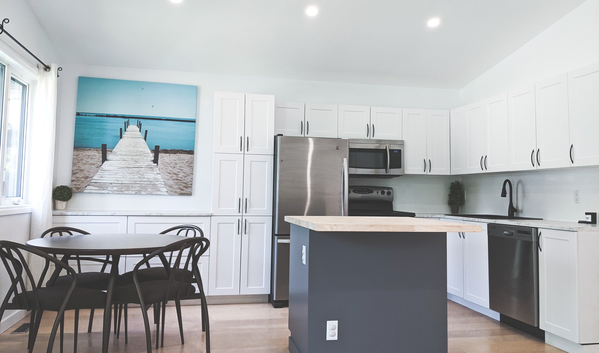 New cabinets and kitchen remodel by BZ Carpentry Services in Winnipeg.